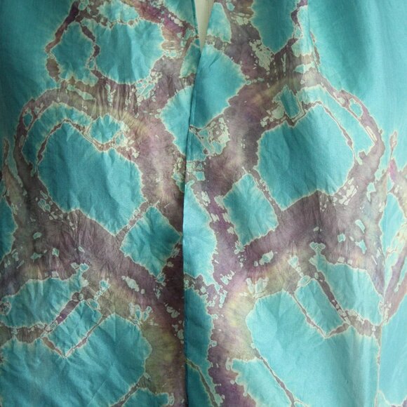 Vintage Silk Scarf, Blue and Purple Watercolor Print Rectangle Wrap - Picture 6 of 10